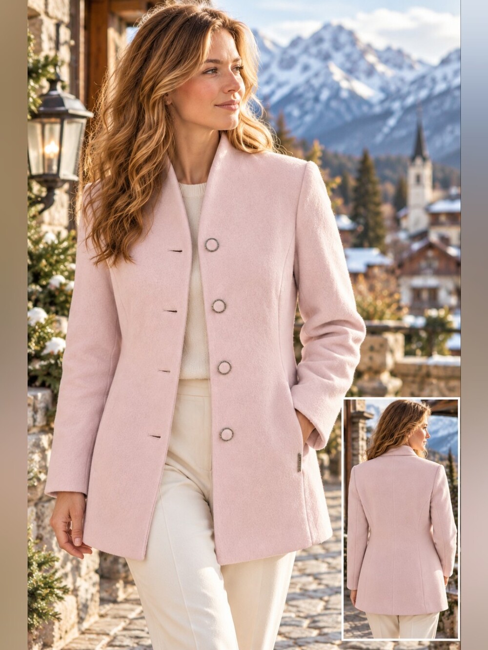 Vintage Pure New Wool Jacket Coat By GEIGER of Austria In Blush Pink